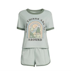 Good Things Women's Ringer Tee and Short Sleep Set